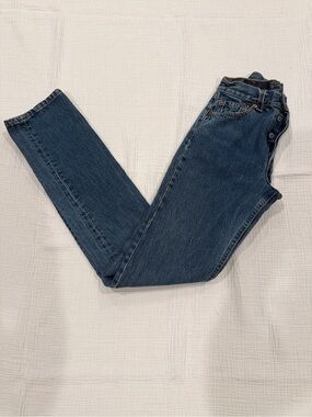 Levi's High-Rise Straight Leg Jeans in Dark Blue Wash